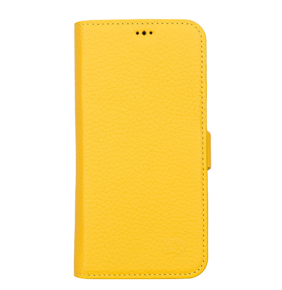Apple İphone 13 Pro Uyumlu Deri̇ Cüzdanlı Kılıf Li̇mon Sarı