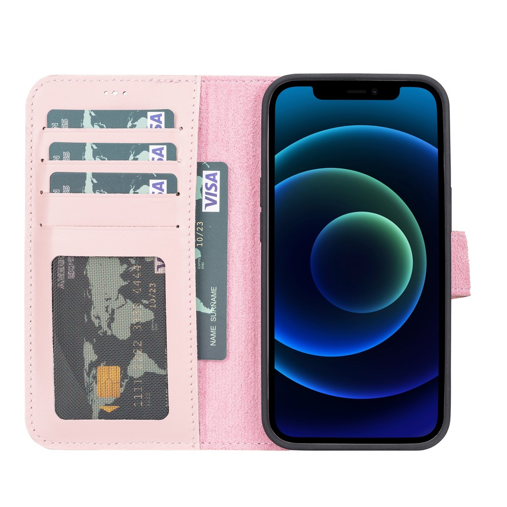 Apple İphone 13 Pro Uyumlu Deri̇ Cüzdanlı Kılıf Nu2 Pembe