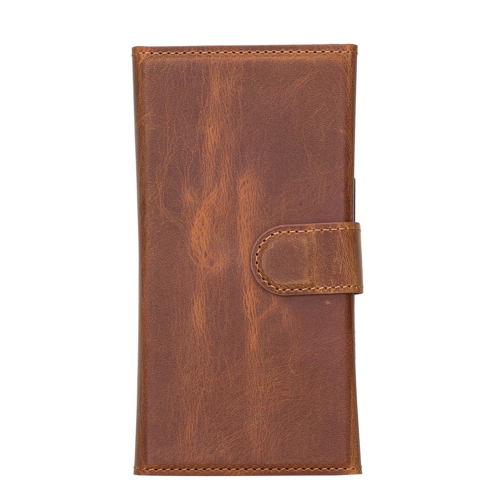 Apple İphone 13 Pro Uyumlu Deri̇ Cüzdanlı Kılıf Santa G19 Taba