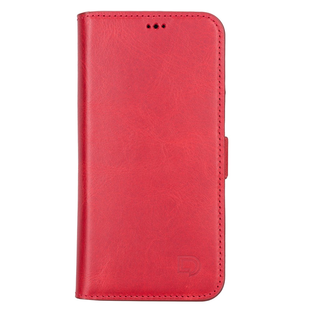 Apple İphone 13 Uyumlu Deri̇ Cüzdanlı Kılıf Nar Çi̇çeği̇