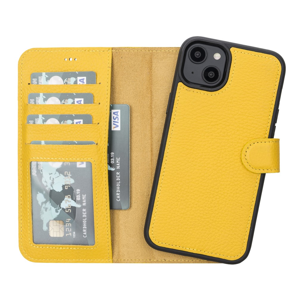 Apple İphone 14 Plus Uyumlu Deri̇ Cüzdanlı Kılıf Mwwn Fl12 Sarı