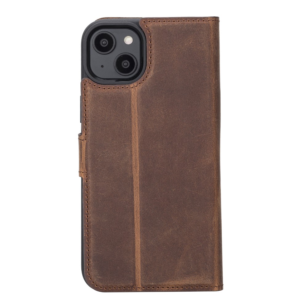 Apple İphone 14 Plus Uyumlu Deri̇ Cüzdanlı Kılıf Mwwn G2 Kahve