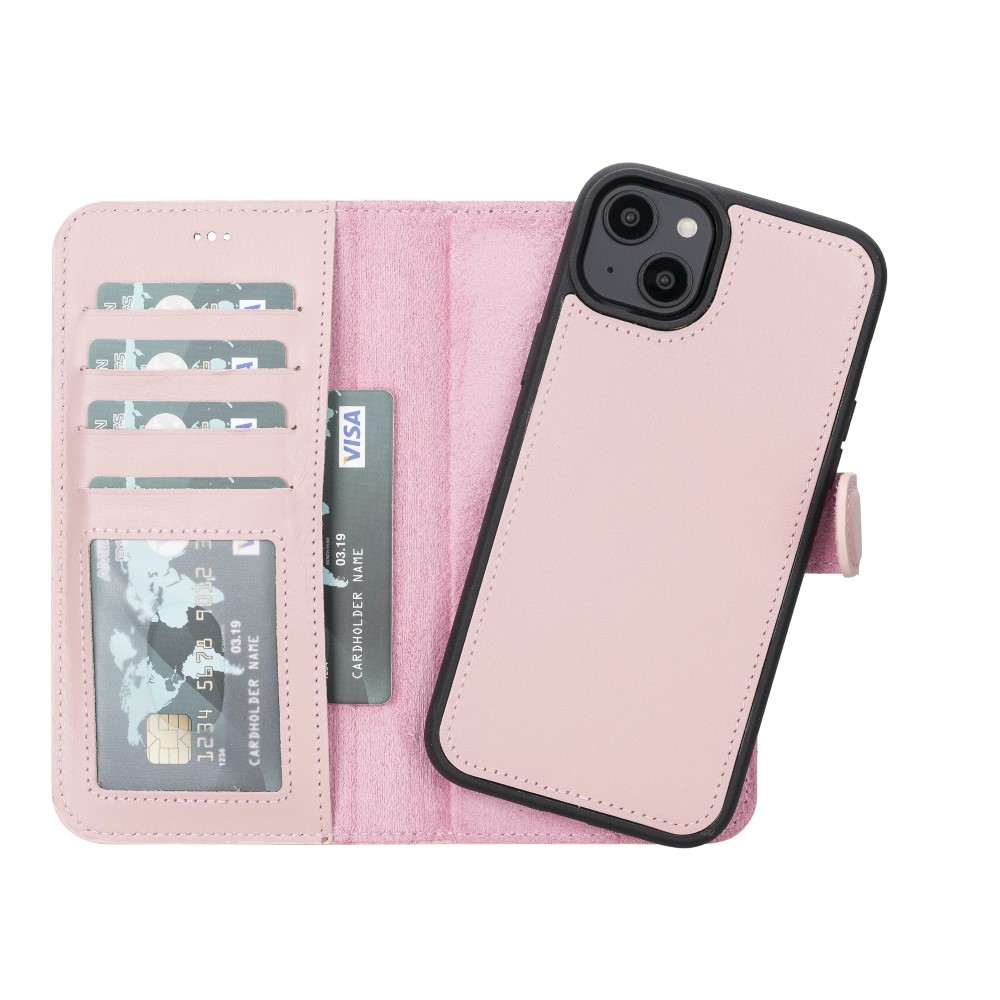 Apple İphone 14 Plus Uyumlu Deri̇ Cüzdanlı Kılıf Mwwn Nu2 Pembe