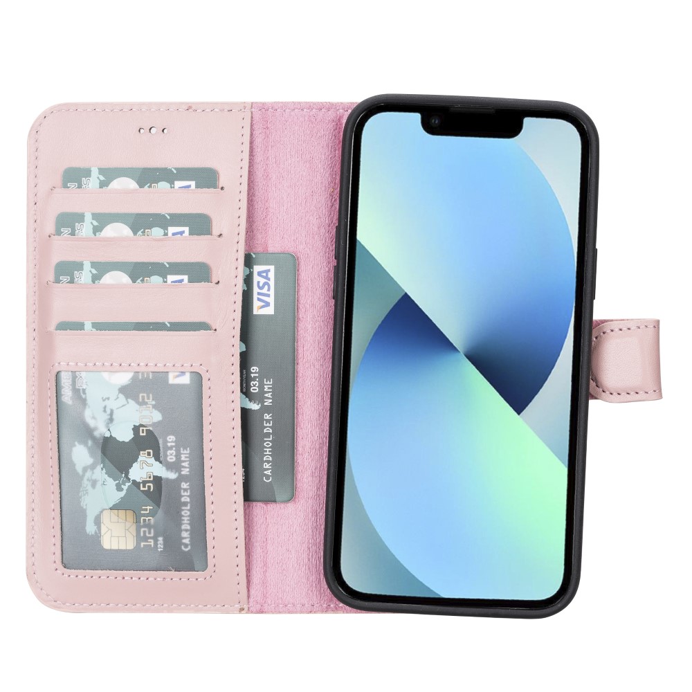 Apple İphone 14 Plus Uyumlu Deri̇ Cüzdanlı Kılıf Mwwn Nu2 Pembe