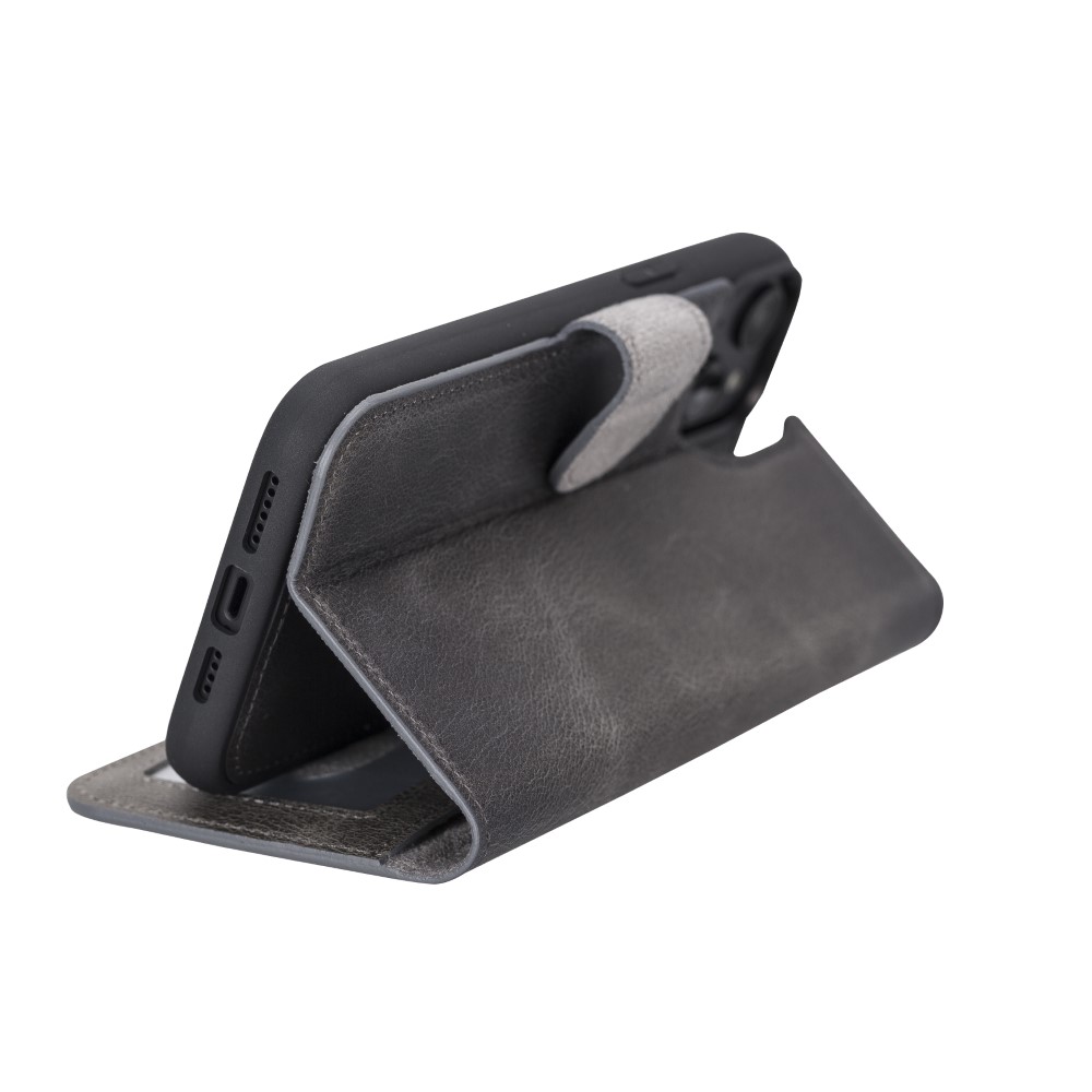 Apple İphone 14 Plus Uyumlu Deri̇ Cüzdanlı Kılıf Mwwn Vs4Ef Gri̇