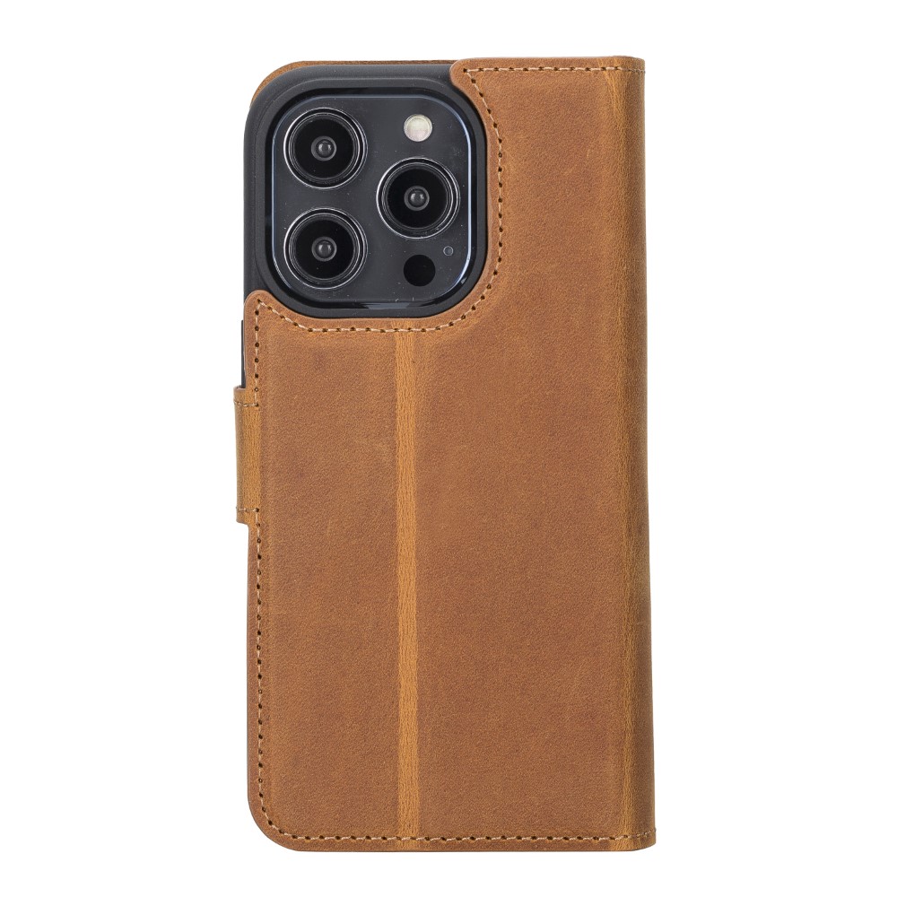 Apple İphone 14 Pro Uyumlu Deri̇ Cüzdanlı Kılıf Mwwn G19 Taba