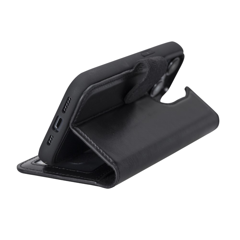 Apple İphone 14 Pro Uyumlu Deri̇ Cüzdanlı Kılıf Mwwn Rst1 Si̇yah