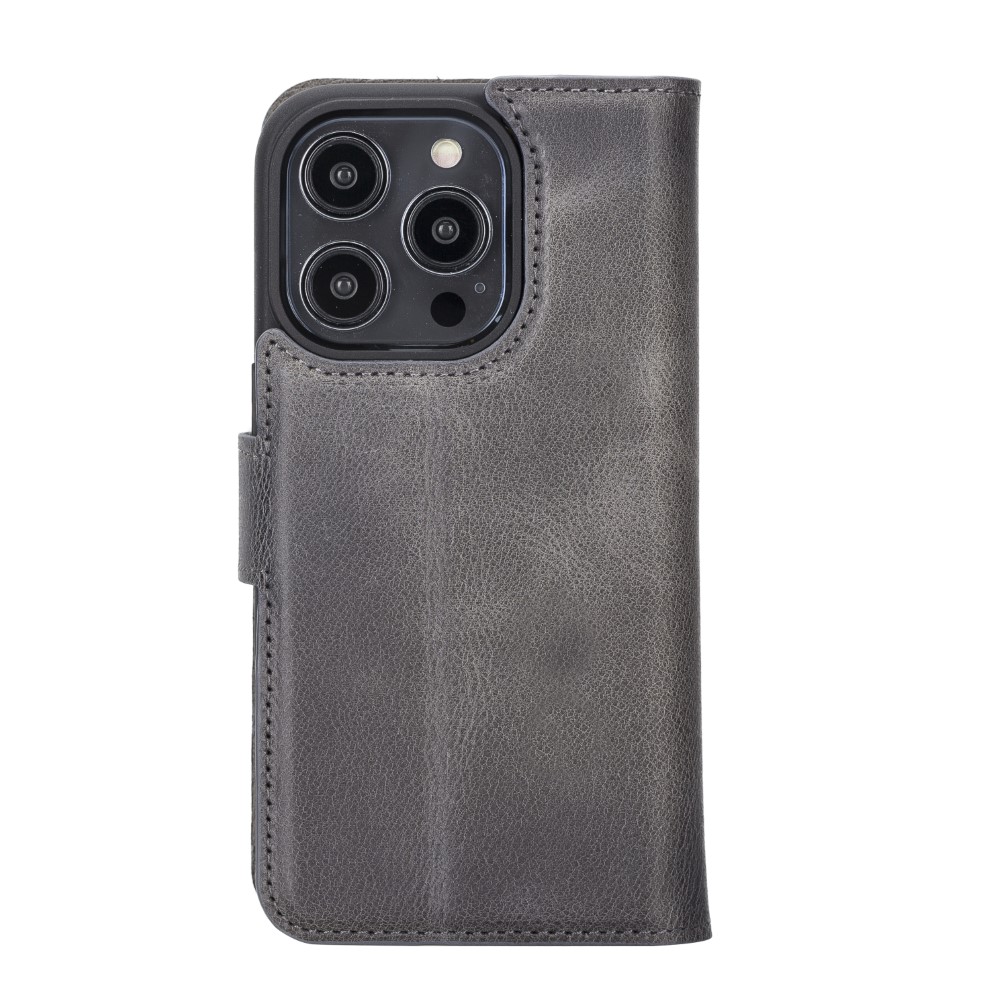 Apple İphone 14 Pro Uyumlu Deri̇ Cüzdanlı Kılıf Mwwn Vs4Ef Gri̇