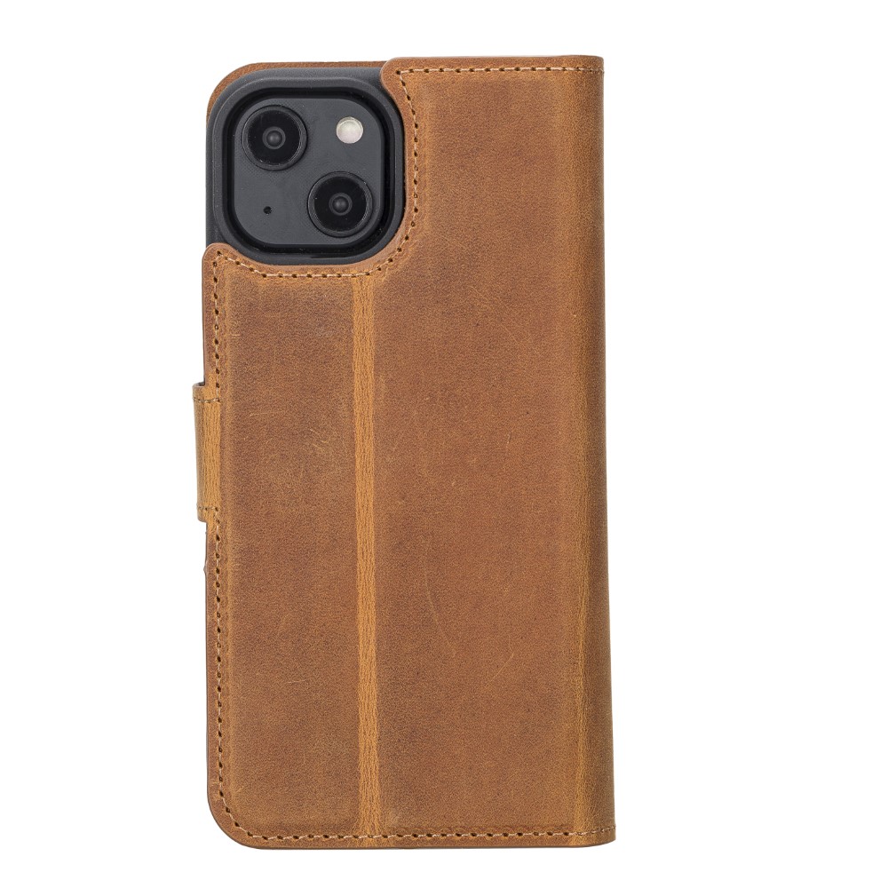 Apple İphone 14 Uyumlu Deri̇ Cüzdanlı Kılıf Mwwn G19 Taba