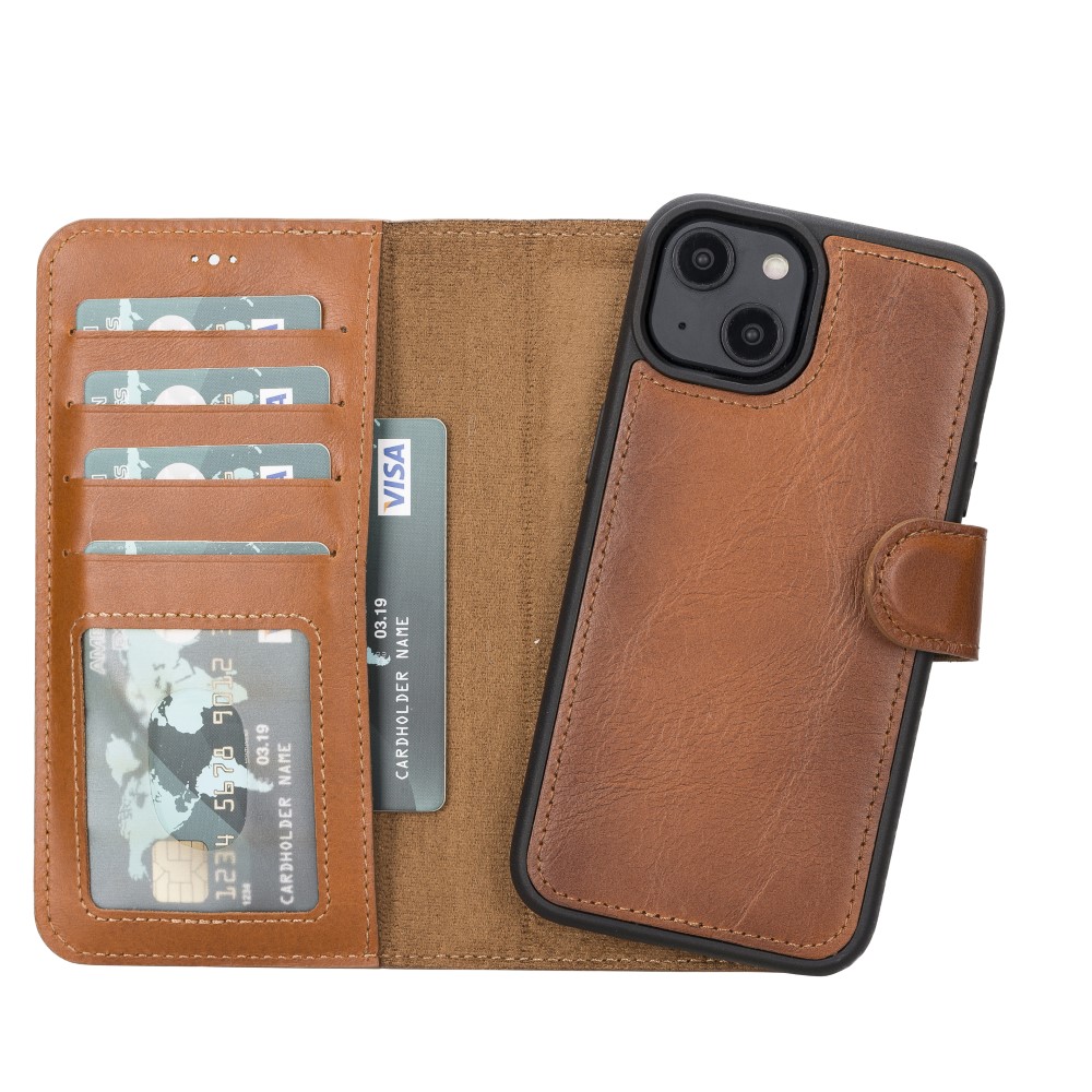 Apple İphone 14 Uyumlu Deri̇ Cüzdanlı Kılıf Mwwn Rst2Ef Taba