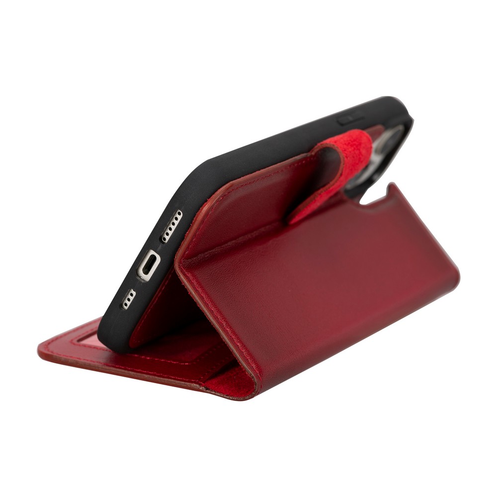 Apple İphone 15 Plus Uyumlu Deri̇ Cüzdanlı Kılıf Mwwn V4Ef Kırmızı