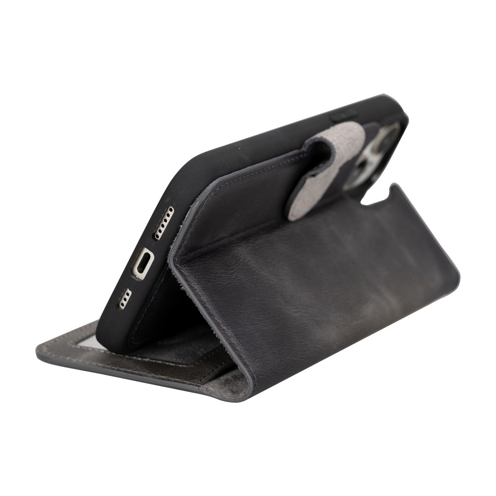 Apple İphone 15 Plus Uyumlu Deri̇ Cüzdanlı Kılıf Mwwn Vs4Ef Gri̇