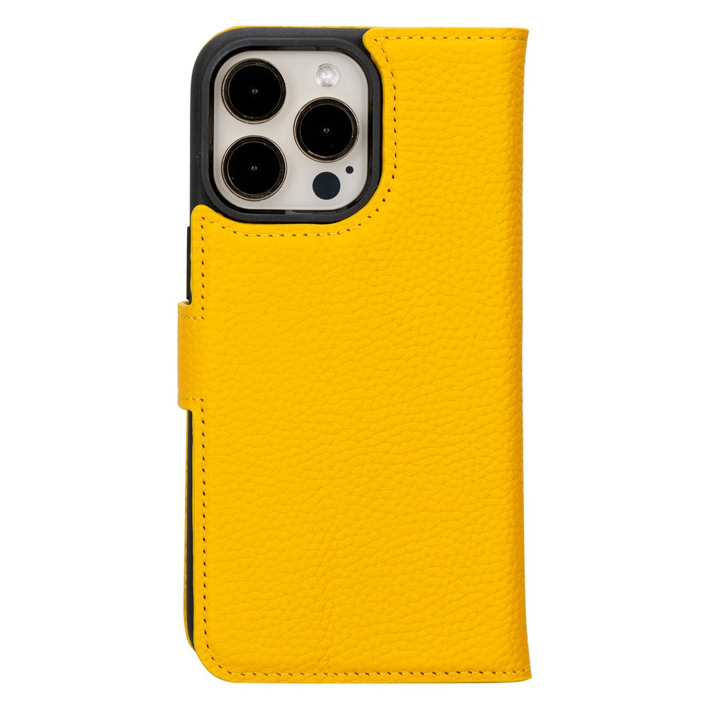 Apple İphone 15 Pro Max Uyumlu Deri̇ Cüzdanlı Kılıf Mwwn Fl12 Sarı