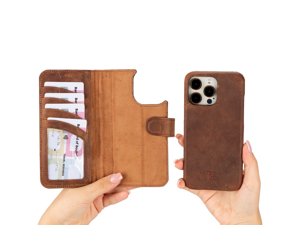 Apple İphone 15 Pro Uyumlu Deri̇ Cüzdanlı Kılıf F360 G2