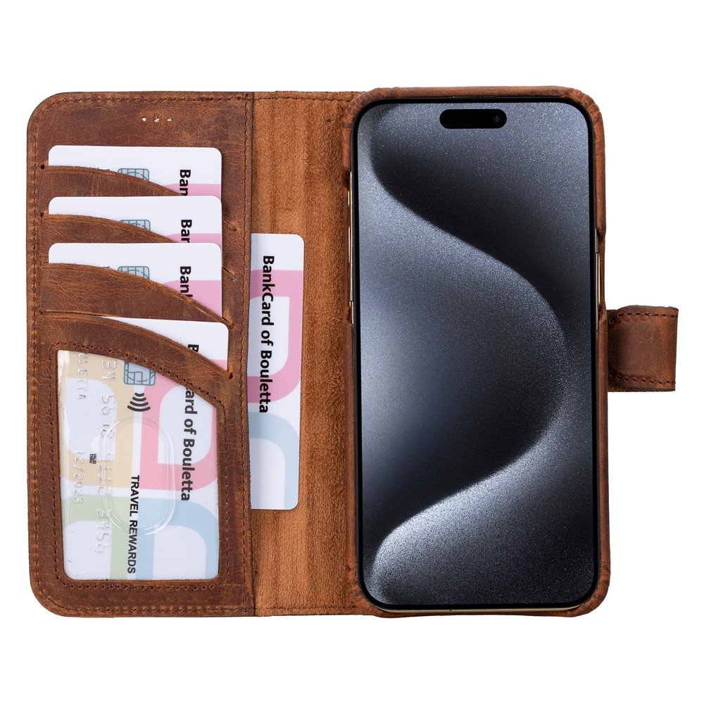 Apple İphone 15 Pro Uyumlu Deri̇ Cüzdanlı Kılıf F360 G2