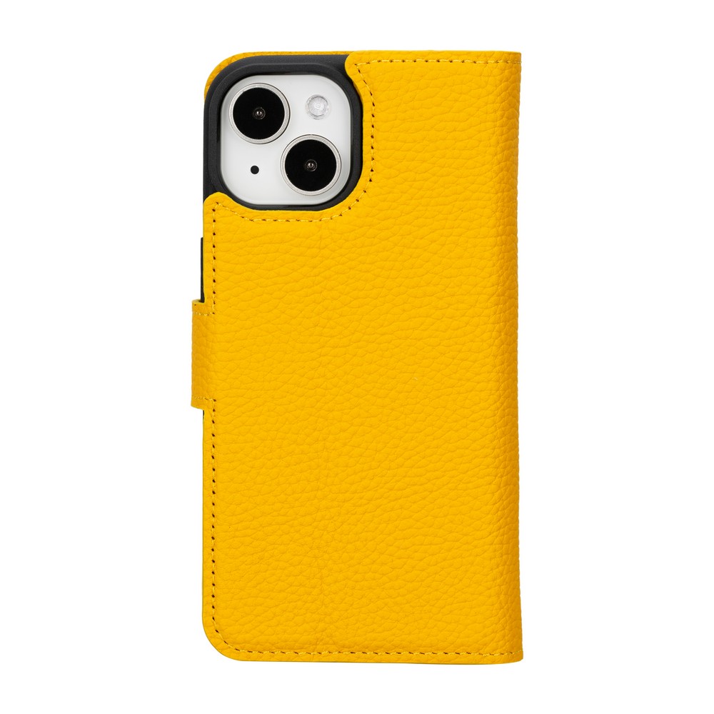 Apple İphone 15 Uyumlu Deri̇ Cüzdanlı Kılıf Mwwn Fl12 Sarı
