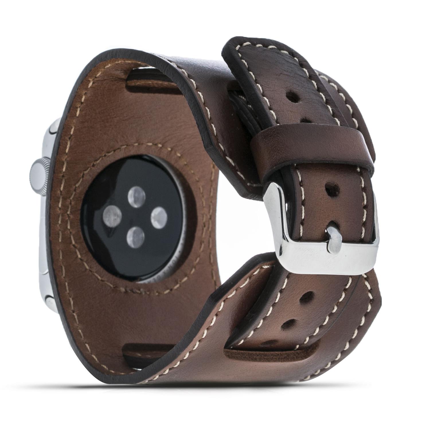 Apple Watch Uyumlu Deri̇ Kordon 38-40-41Mm Cuff Taba