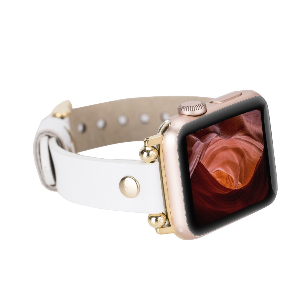 Apple Watch Uyumlu Deri̇ Kordon 38-40-41Mm Frg F3 Beyaz