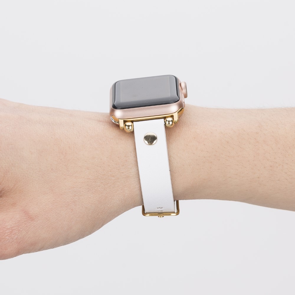 Apple Watch Uyumlu Deri̇ Kordon 38-40-41Mm Frg F3 Beyaz