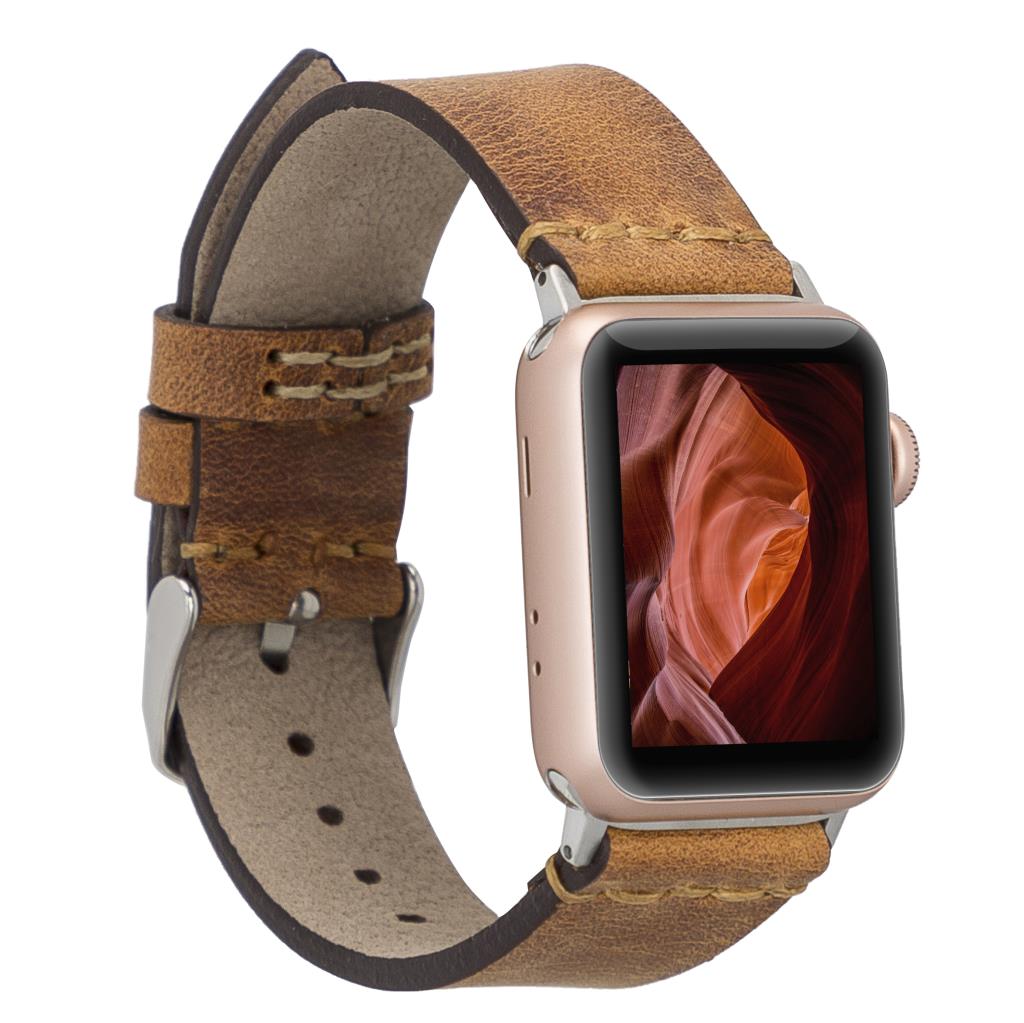 Apple Watch Uyumlu Deri̇ Kordon 38-40-41Mm G19-Ba7 Taba