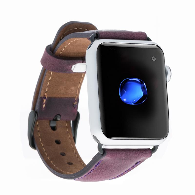 Apple Watch Uyumlu Deri̇ Kordon 38-40-41Mm G7 Mor