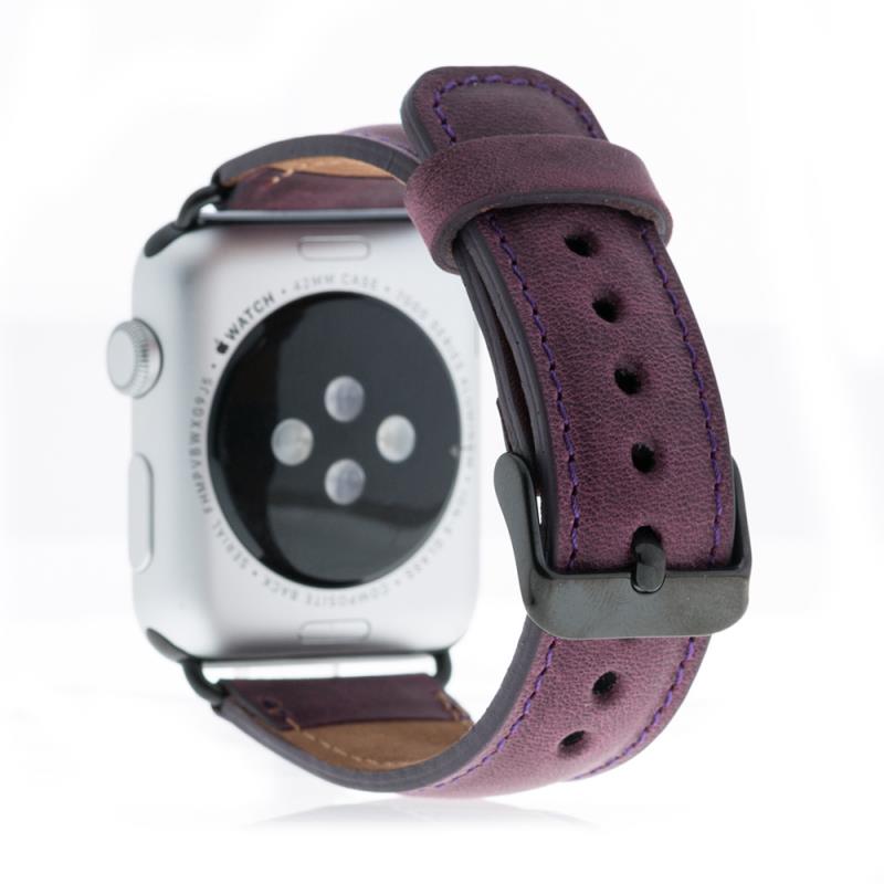 Apple Watch Uyumlu Deri̇ Kordon 38-40-41Mm G7 Mor