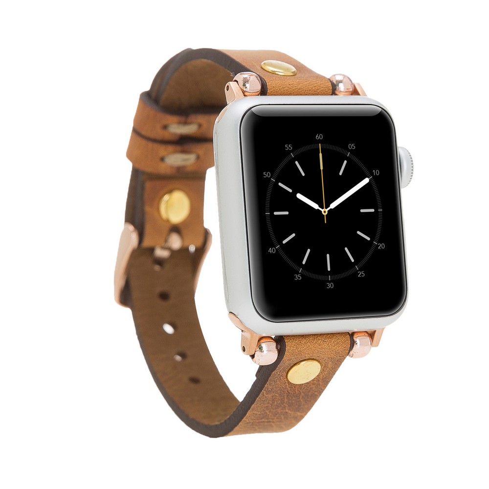 Apple Watch Uyumlu Deri̇ Kordon 38-40-41Mm Gt G19 Taba