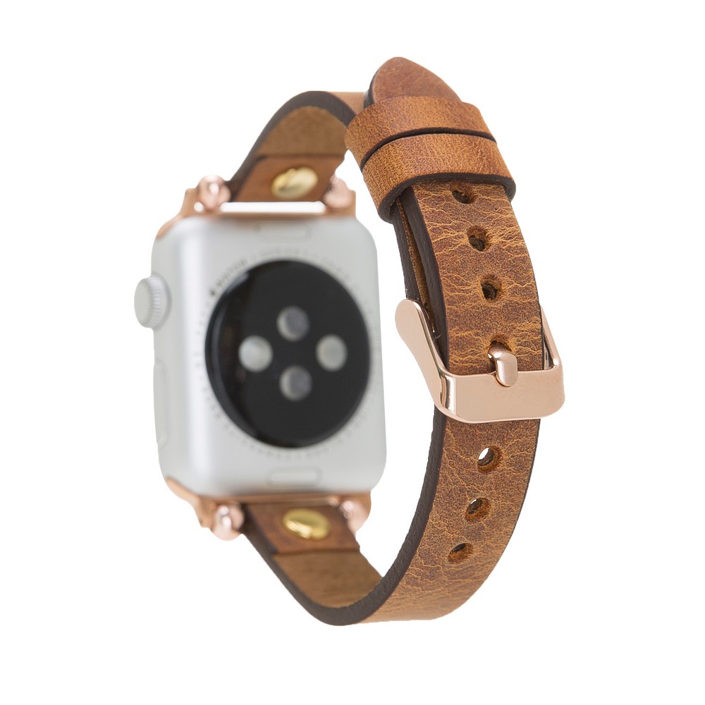 Apple Watch Uyumlu Deri̇ Kordon 38-40-41Mm Gt G19 Taba