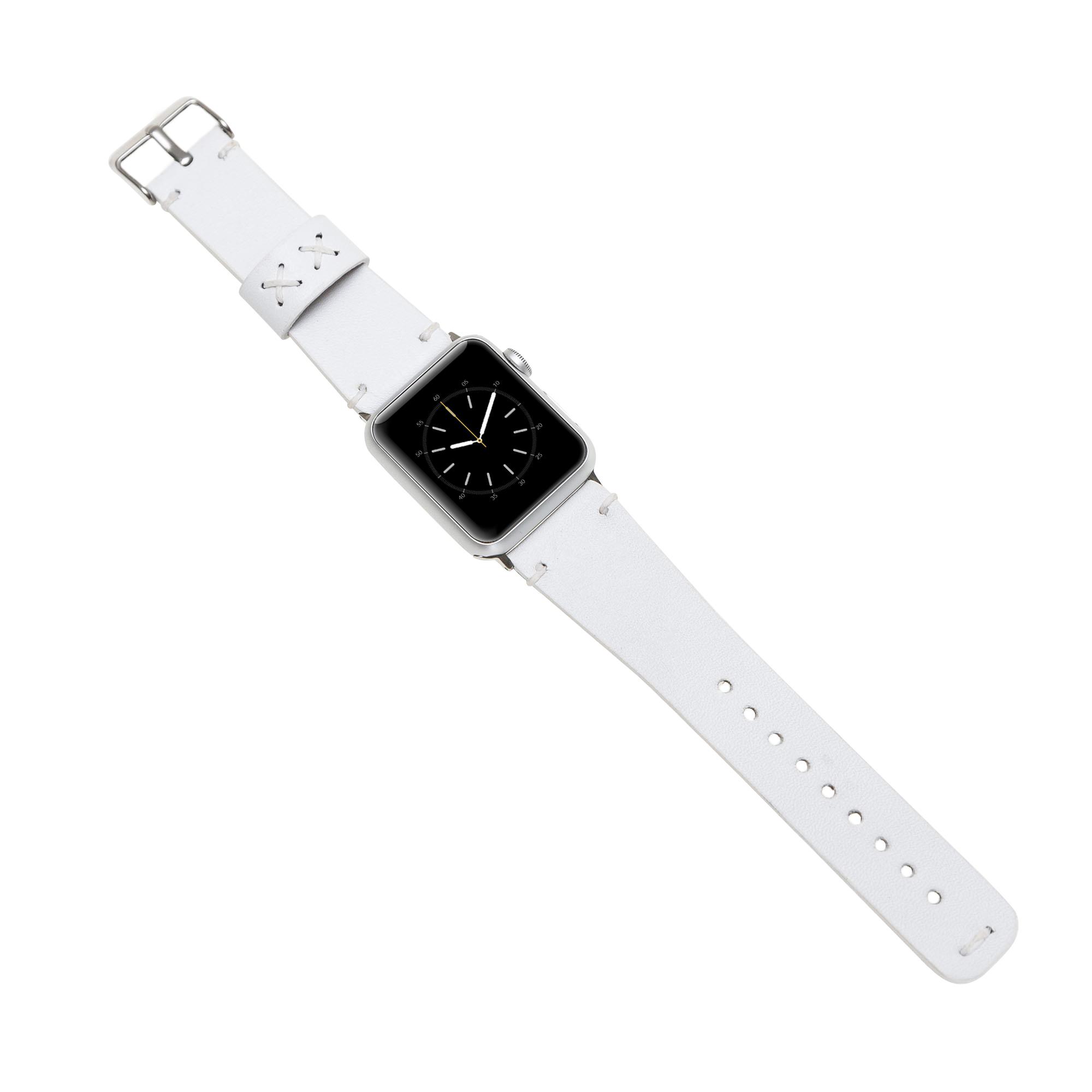 Apple Watch Uyumlu Deri̇ Kordon 38-40-41Mm Orfe F3 Beyaz