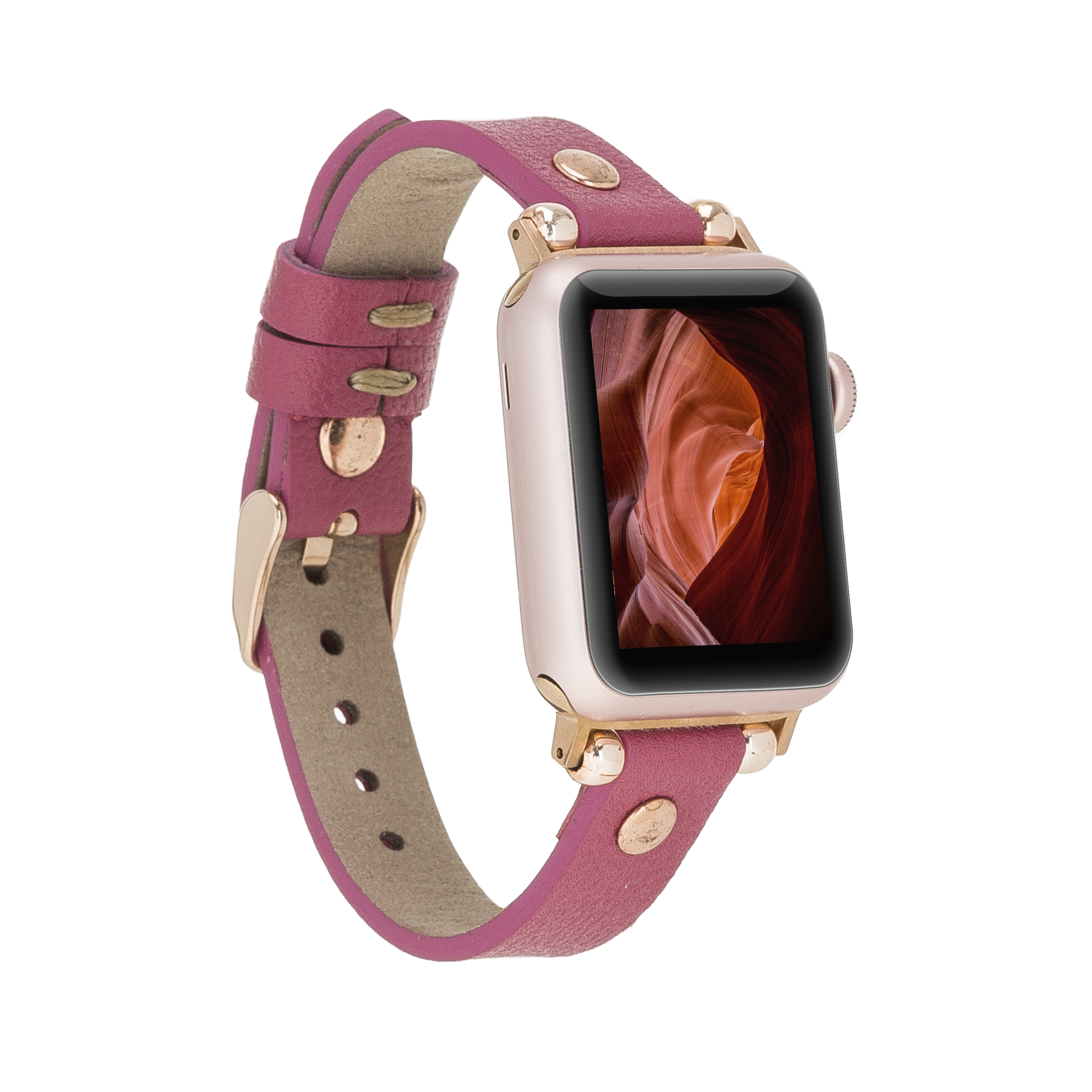 Apple Watch Uyumlu Deri̇ Kordon 38-40-41Mm Rt Cp4 Fuşya
