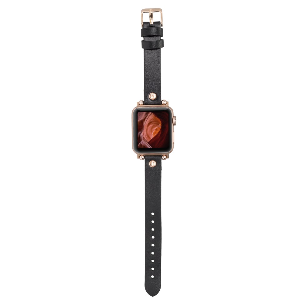 Apple Watch Uyumlu Deri̇ Kordon 38-40-41Mm Rt Rst1 Si̇yah