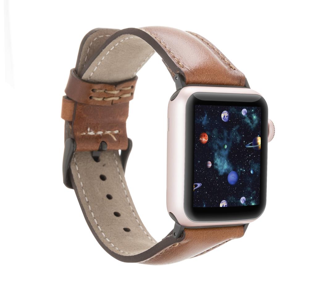 Apple Watch Uyumlu Deri̇ Kordon 38-40-41Mm Rtst2Ef Taba