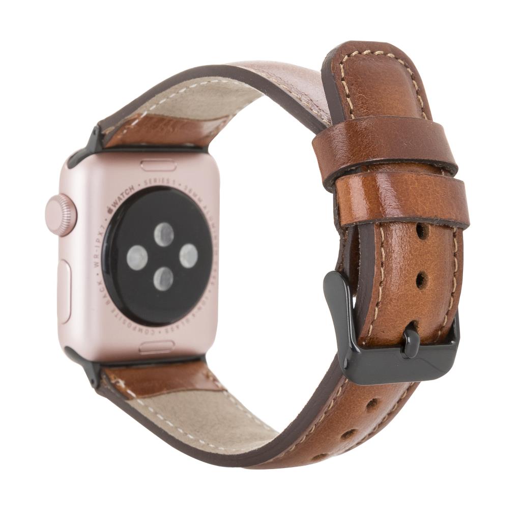 Apple Watch Uyumlu Deri̇ Kordon 38-40-41Mm Rtst2Ef Taba
