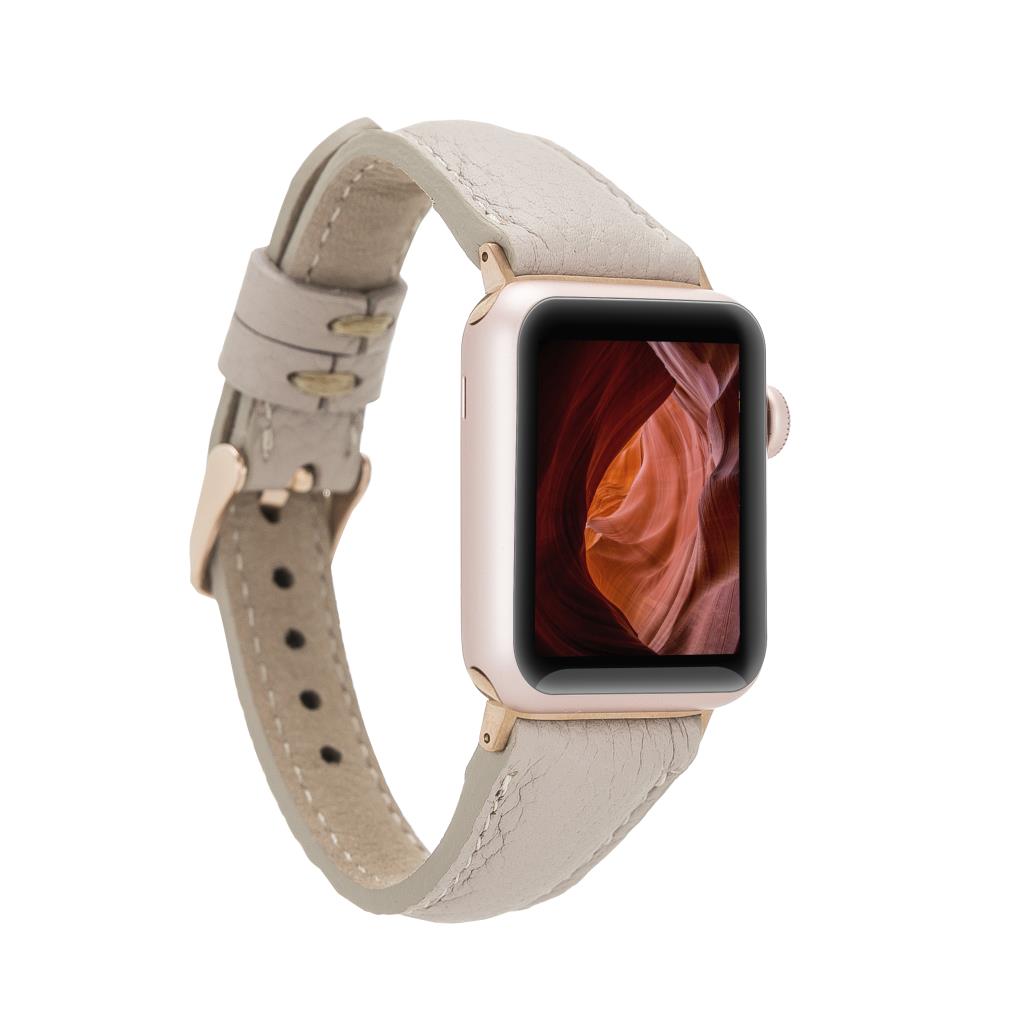 Apple Watch Uyumlu Deri̇ Kordon 38-40-41Mm Sli̇m Erc3 Bej