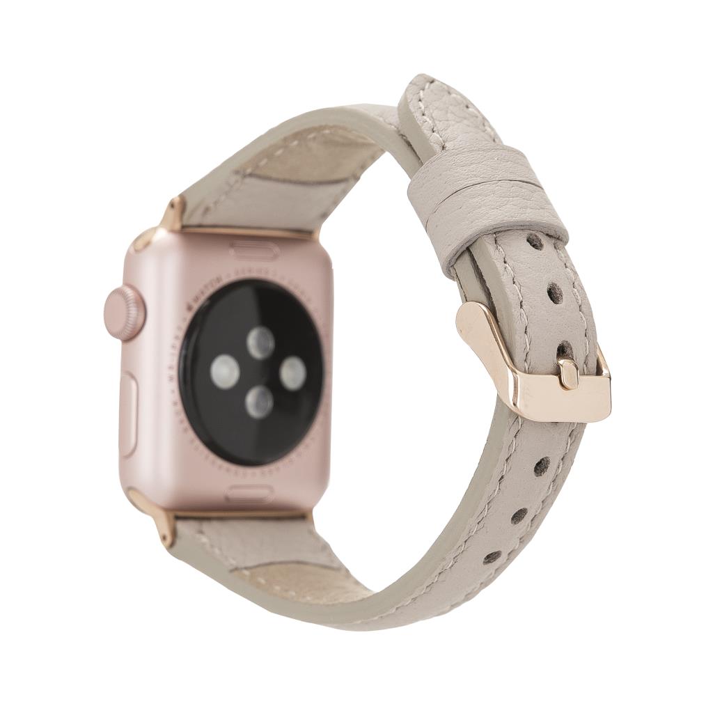 Apple Watch Uyumlu Deri̇ Kordon 38-40-41Mm Sli̇m Erc3 Bej