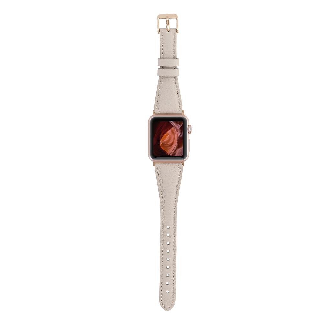 Apple Watch Uyumlu Deri̇ Kordon 38-40-41Mm Sli̇m Erc3 Bej
