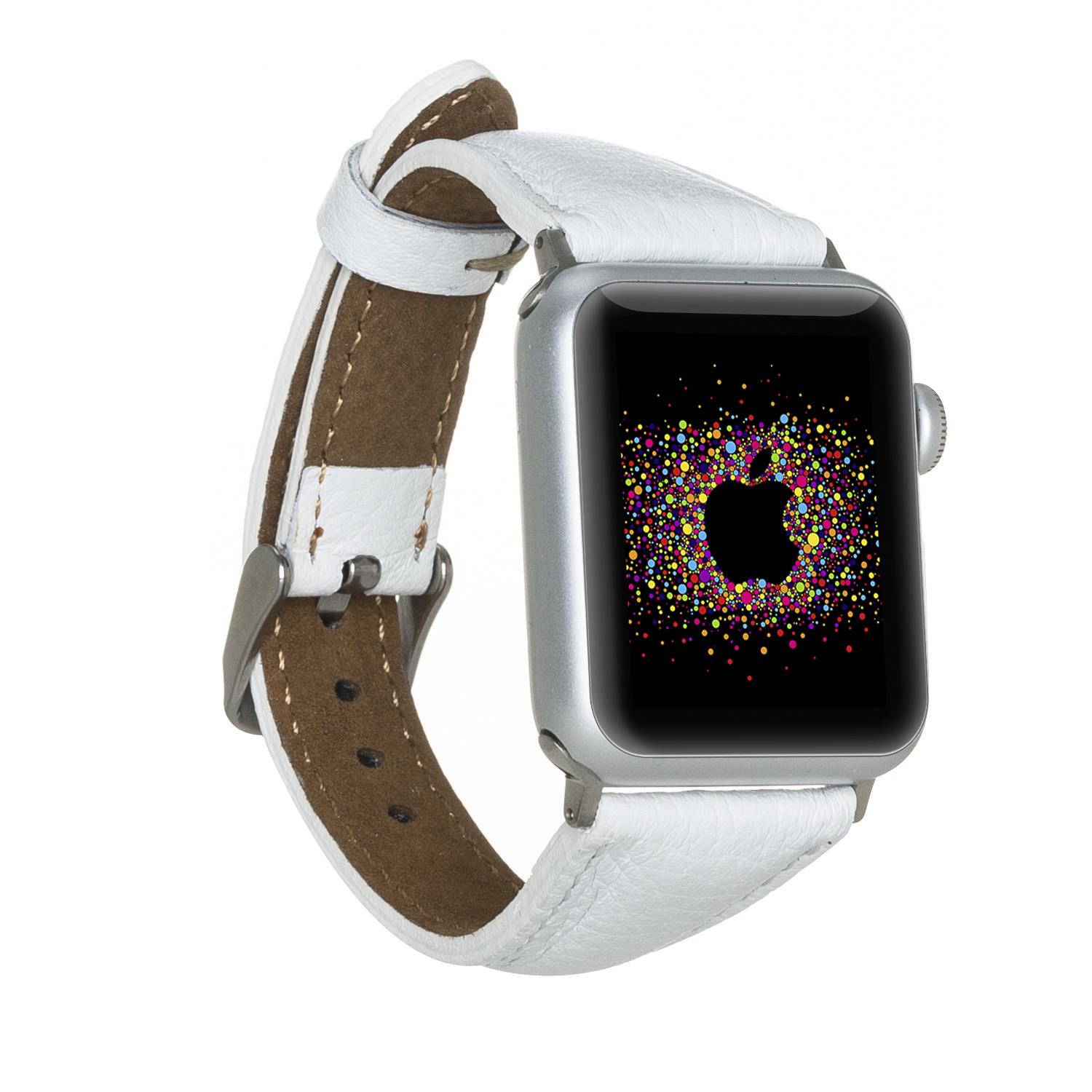 Apple Watch Uyumlu Deri̇ Kordon 38-40-41Mm Sli̇m F3 Beyaz