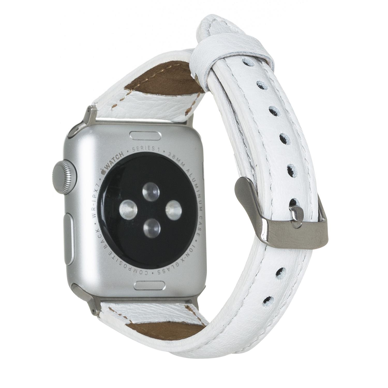 Apple Watch Uyumlu Deri̇ Kordon 38-40-41Mm Sli̇m F3 Beyaz