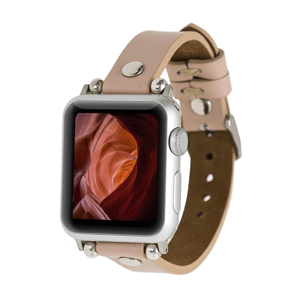 Apple Watch Uyumlu Deri̇ Kordon 38-40-41Mm St Nu1 Pembe