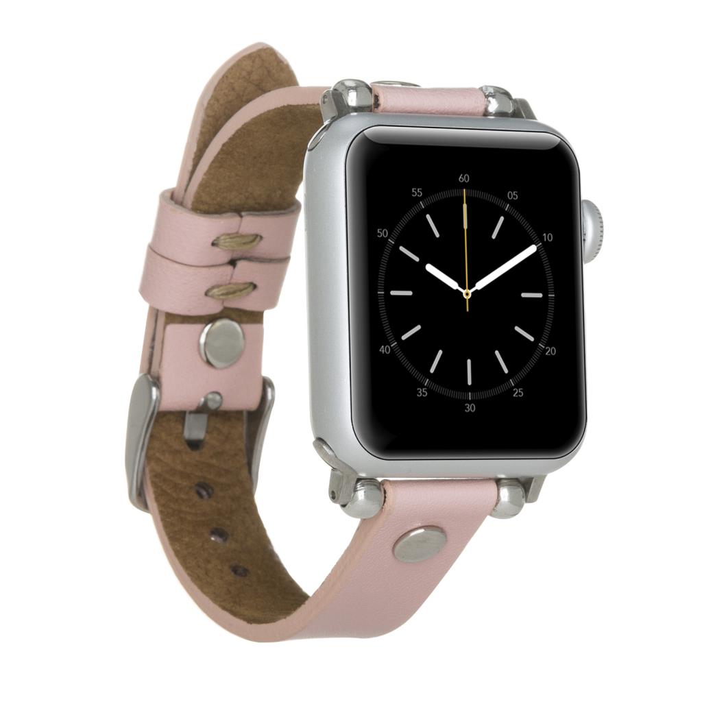 Apple Watch Uyumlu Deri̇ Kordon 38-40-41Mm St Nu2 Pembe