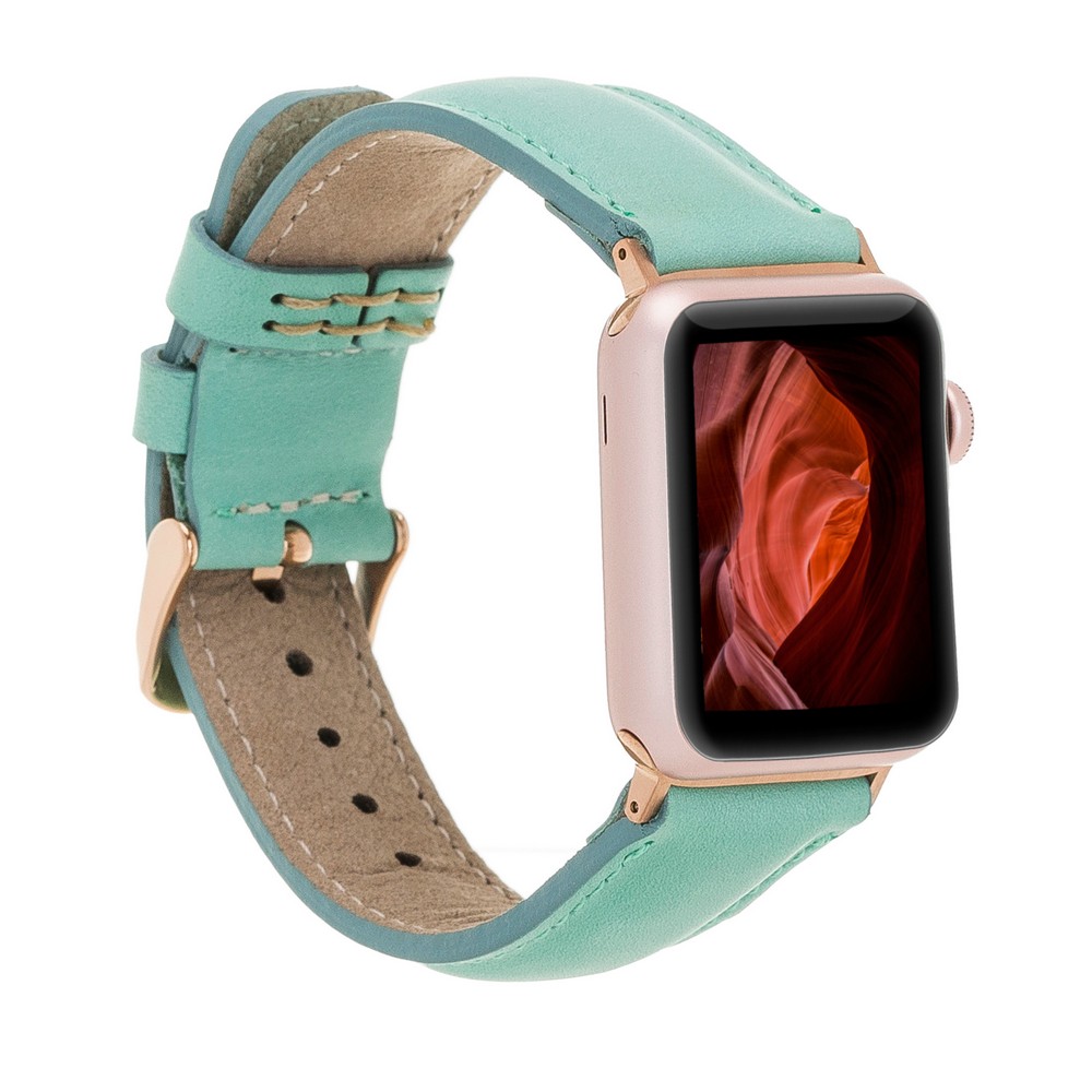 Apple Watch Uyumlu Deri̇ Kordon 42-44-45Mm Brn7 Yeşi̇l