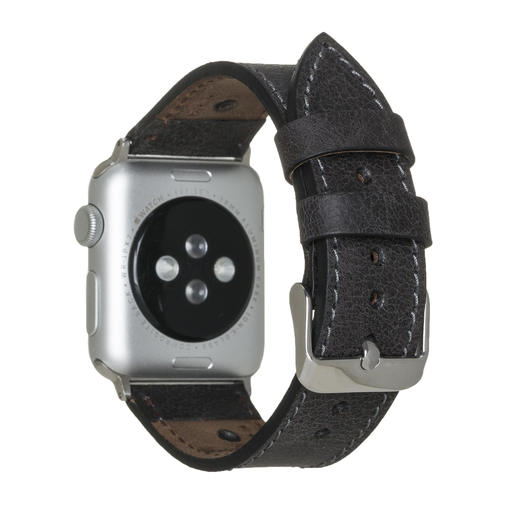 Apple Watch Uyumlu Deri̇ Kordon 42-44-45Mm Bt Si̇yah