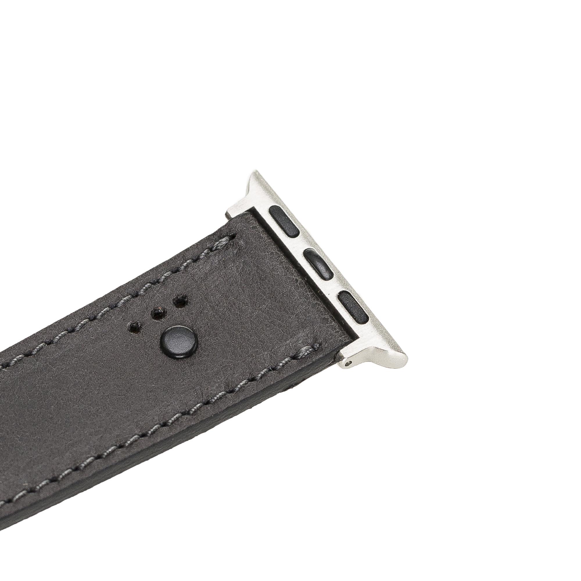 Apple Watch Uyumlu Deri̇ Kordon 42-44-45Mm Bt Si̇yah