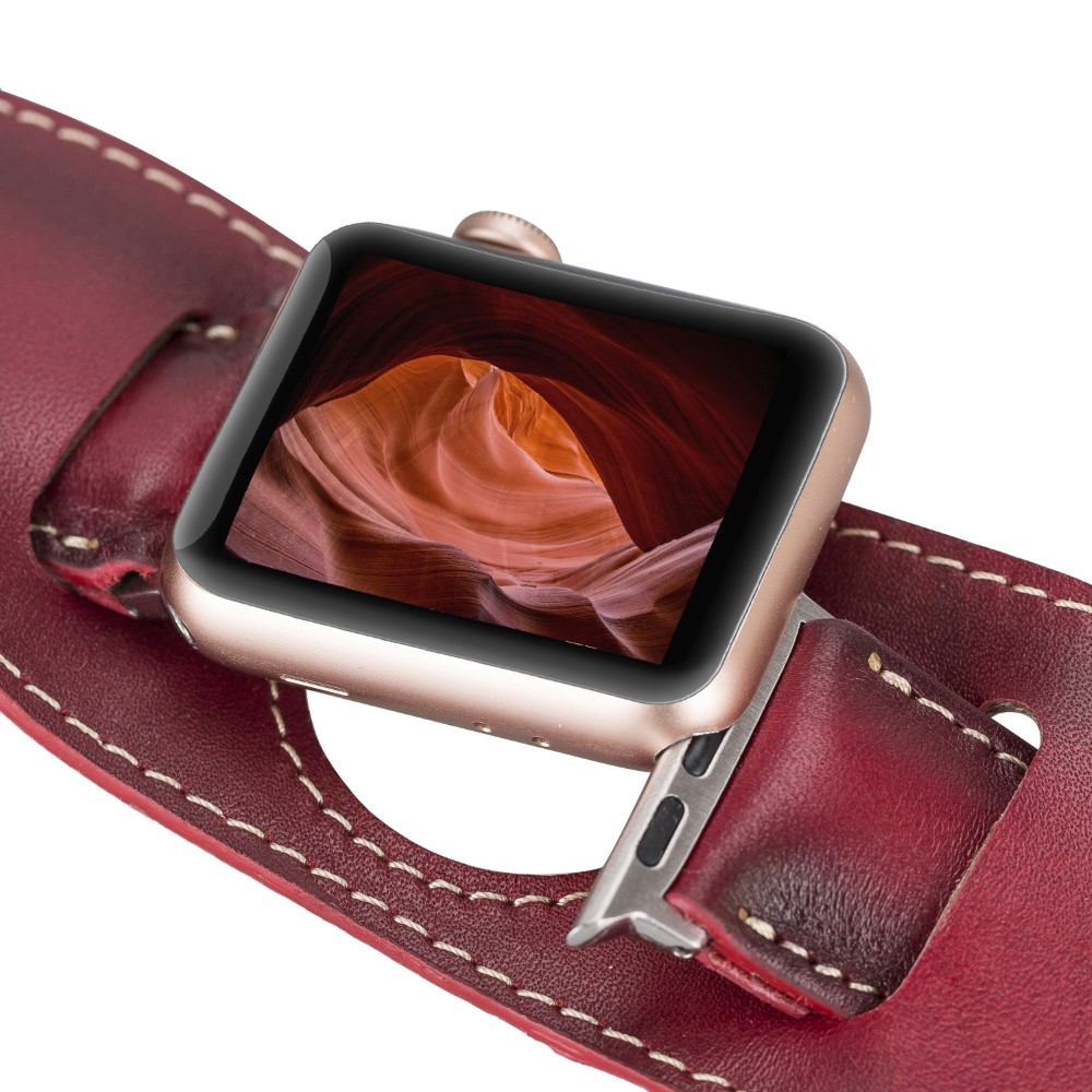 Apple Watch Uyumlu Deri̇ Kordon 42-44-45Mm Cuff V4Ef