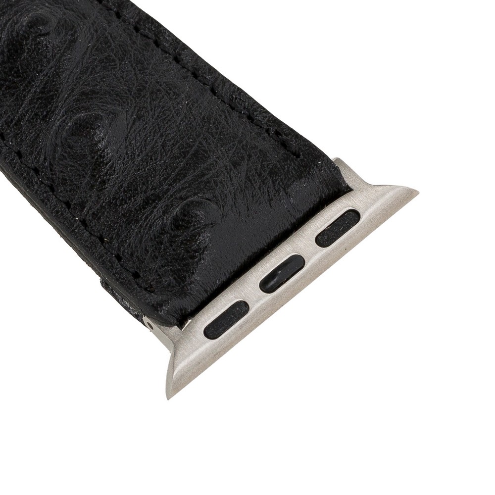 Apple Watch Uyumlu Deri̇ Kordon 42-44-45Mm De5 Si̇yah