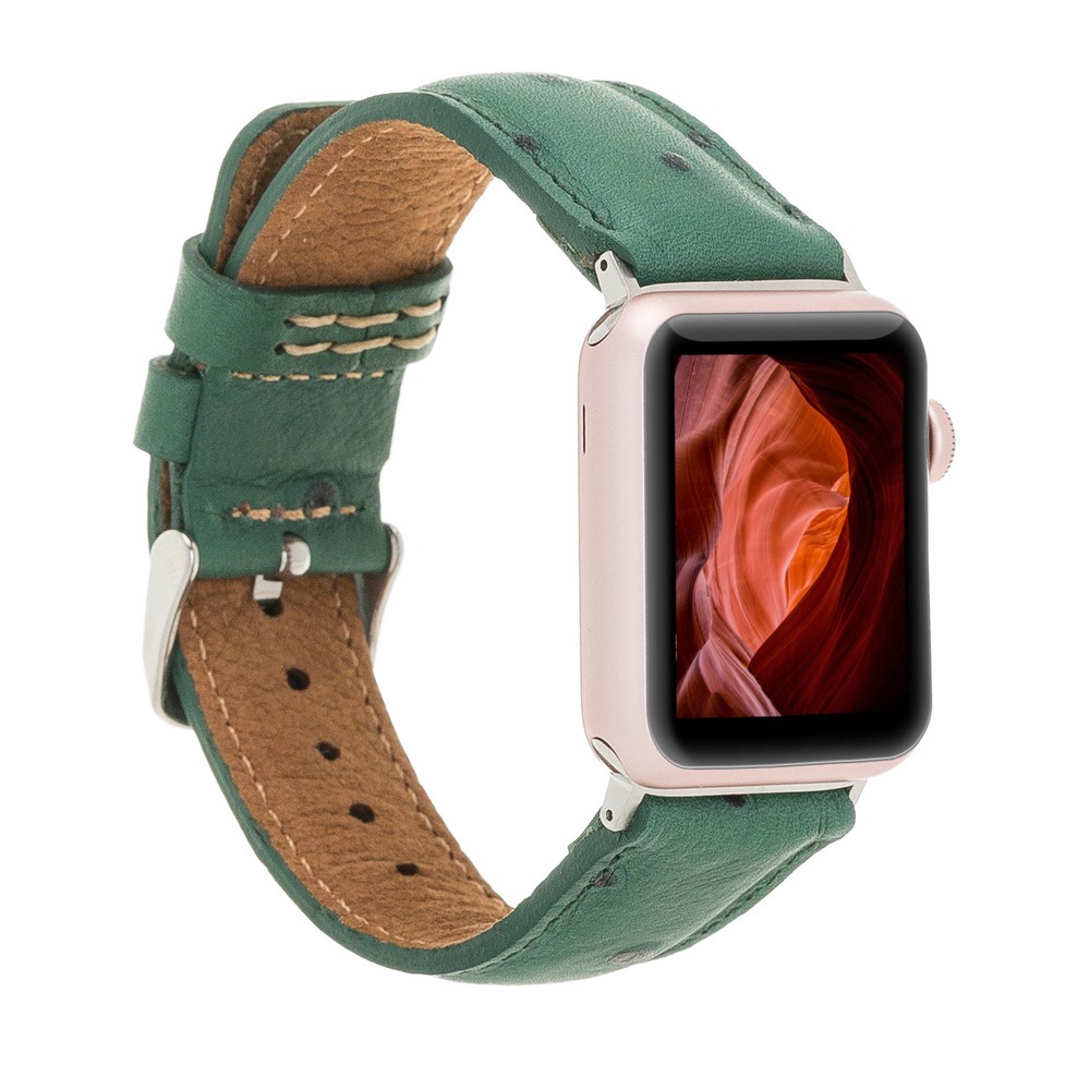Apple Watch Uyumlu Deri̇ Kordon 42-44-45Mm De6 Yeşi̇l