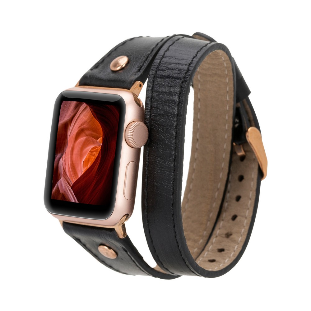 Apple Watch Uyumlu Deri̇ Kordon 42-44-45Mm Dt Rg Rst1