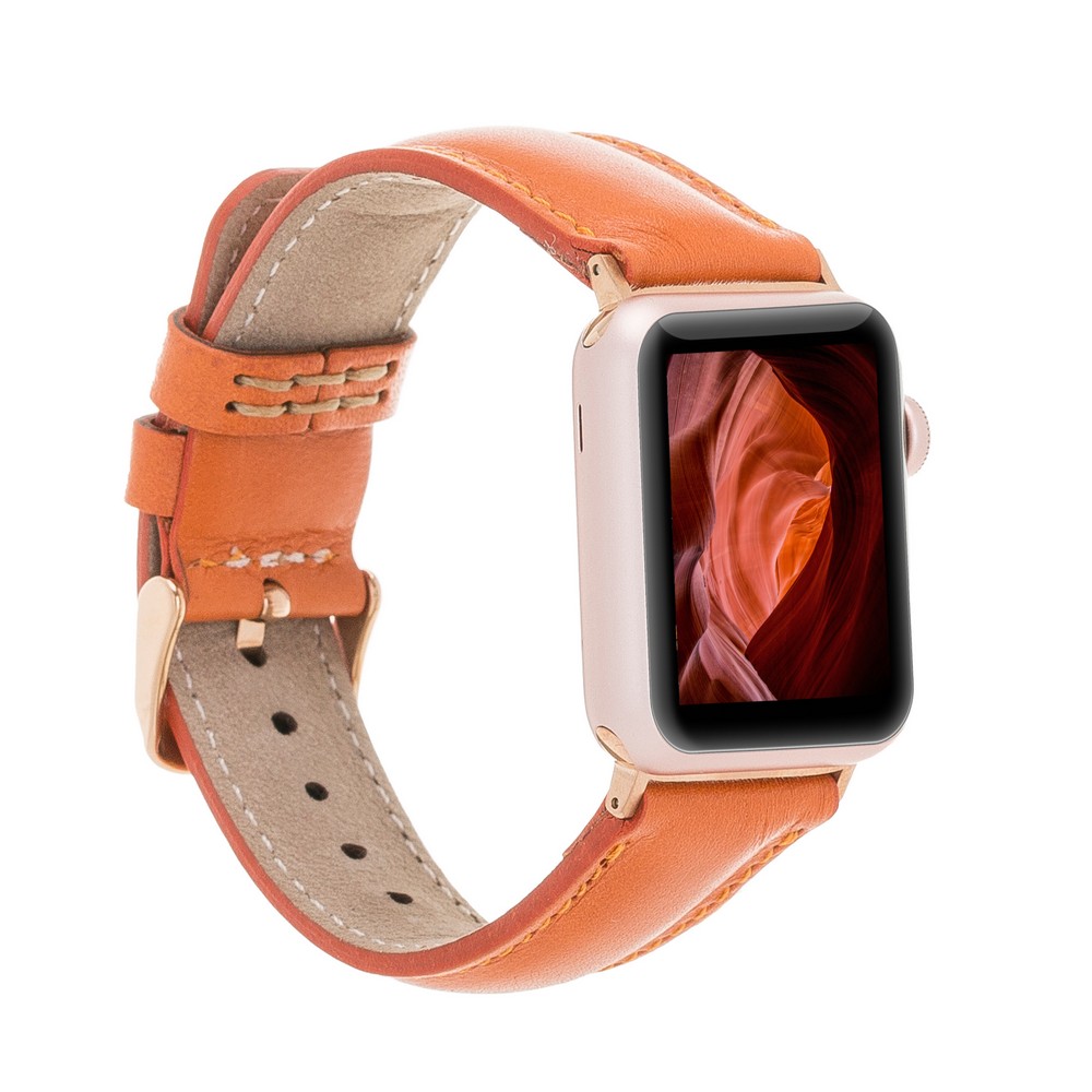 Apple Watch Uyumlu Deri̇ Kordon 42-44-45Mm F5 Taba