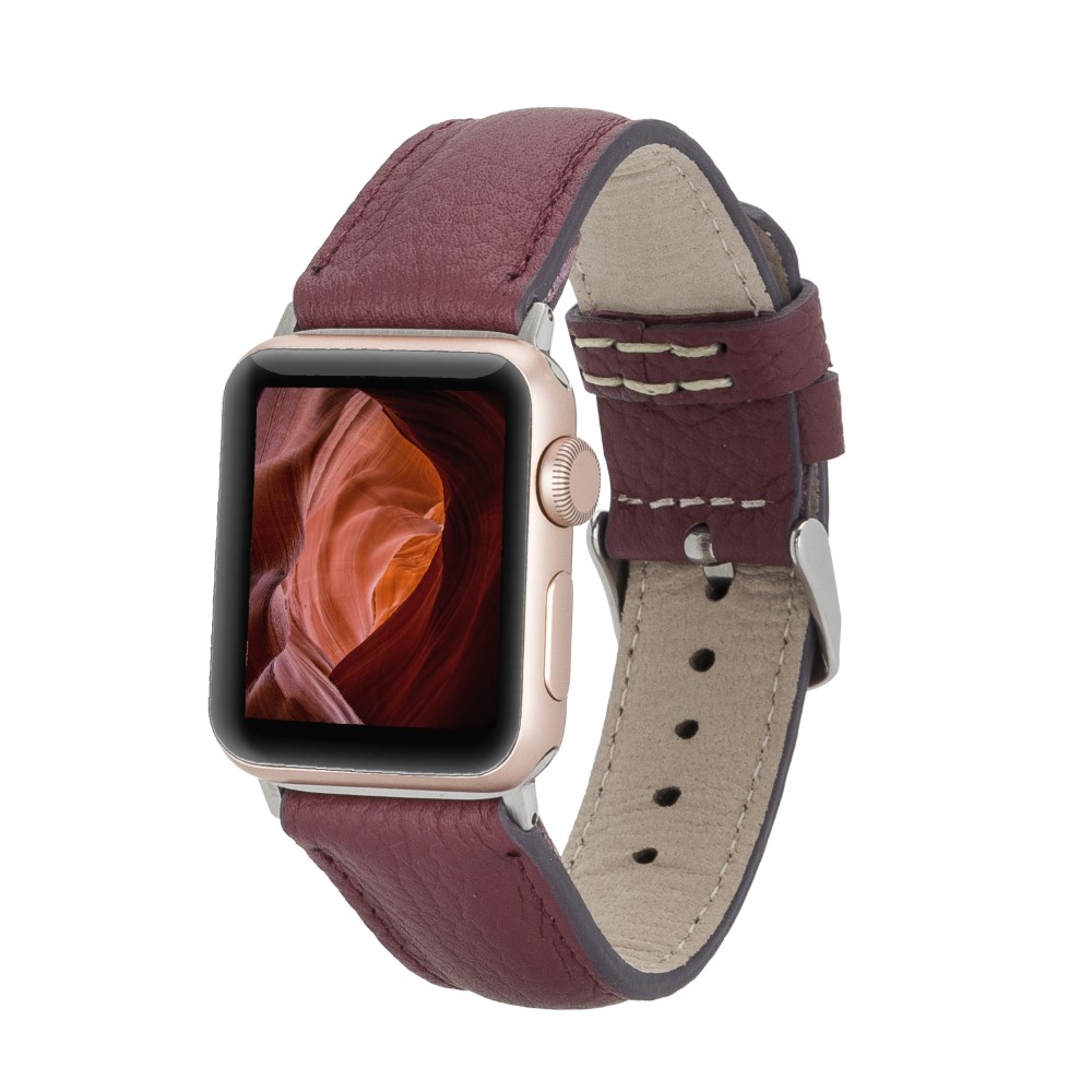 Apple Watch Uyumlu Deri̇ Kordon 42-44-45Mm Fl6 Bordo