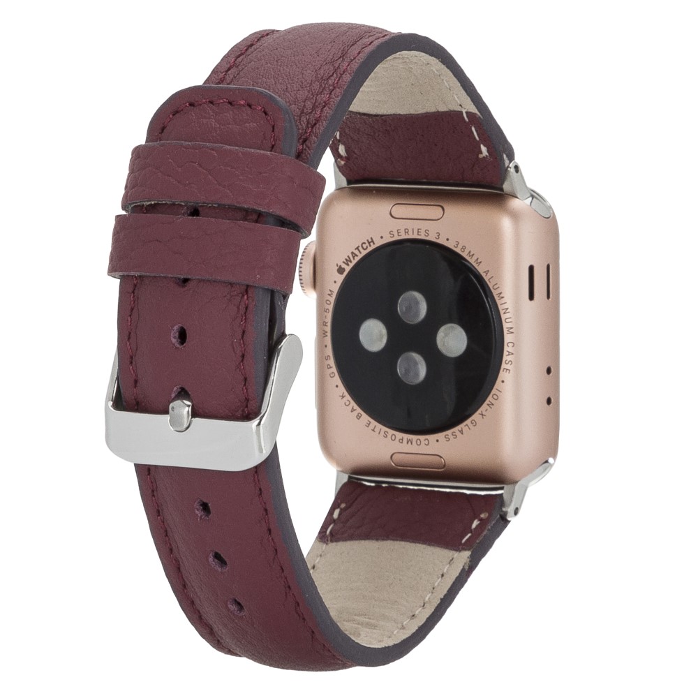 Apple Watch Uyumlu Deri̇ Kordon 42-44-45Mm Fl6 Bordo